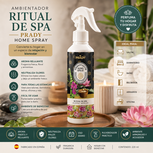 Ambientador Ritual de Spa Prady 220 ml con aroma relajante para el hogar.