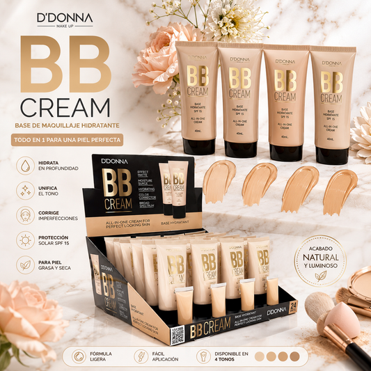 BB Cream D'Donna Base de Maquillaje Hidratante SPF 15 40 ml disponible en 4 tonos