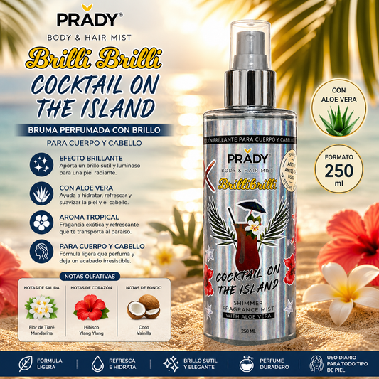 Body & Hair Brilli Brilli Cocktail on the Island Prady 250 ml con Aloe Vera y efecto shimmer para cuerpo y cabello