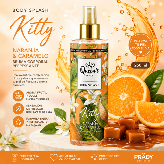 Body Splash Kitty Naranja y Caramelo 250 ml Prady bruma corporal refrescante