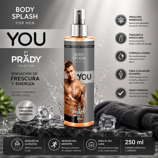 Body Splash You for Men by Prady 250 ml bruma corporal masculina refrescante