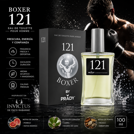 Boxer 121 Eau de Toilette para hombre by Prady 100 ml inspirado en Invictus con aroma fresco, acuático y amaderado