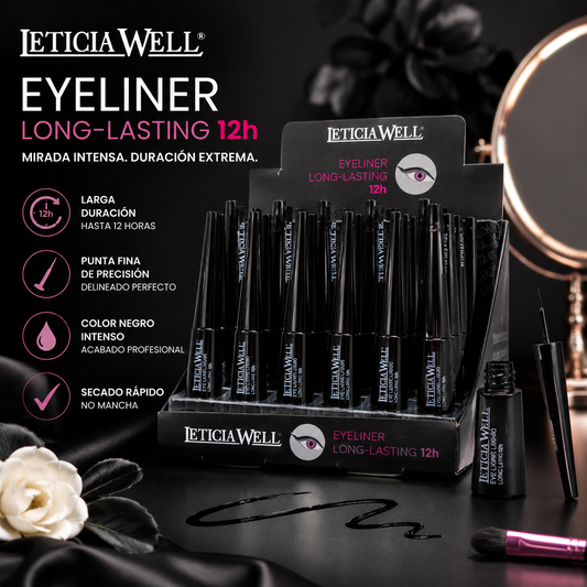Eyeliner Negro Leticia Well Long-Lasting 12h delineador líquido de precisión