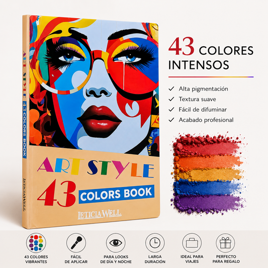 Libro de Maquillaje Art Style 43 Colores LeticiaWell con sombras, coloretes, iluminadores, polvos y bronzers