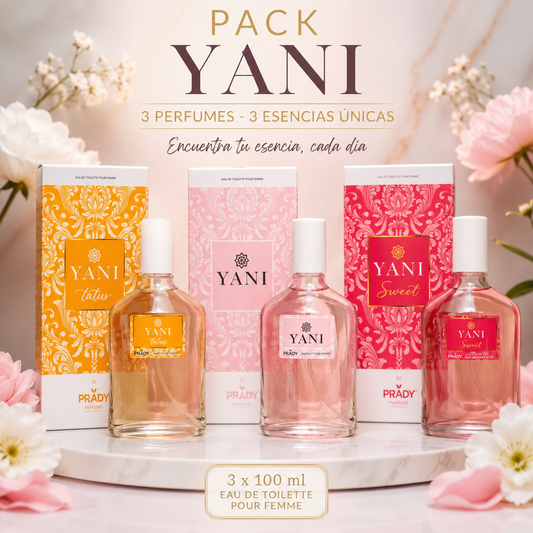 Pack YANI Prady Original Sweet Tatus 3 perfumes mujer 100 ml inspirados en Yara de Lattafa