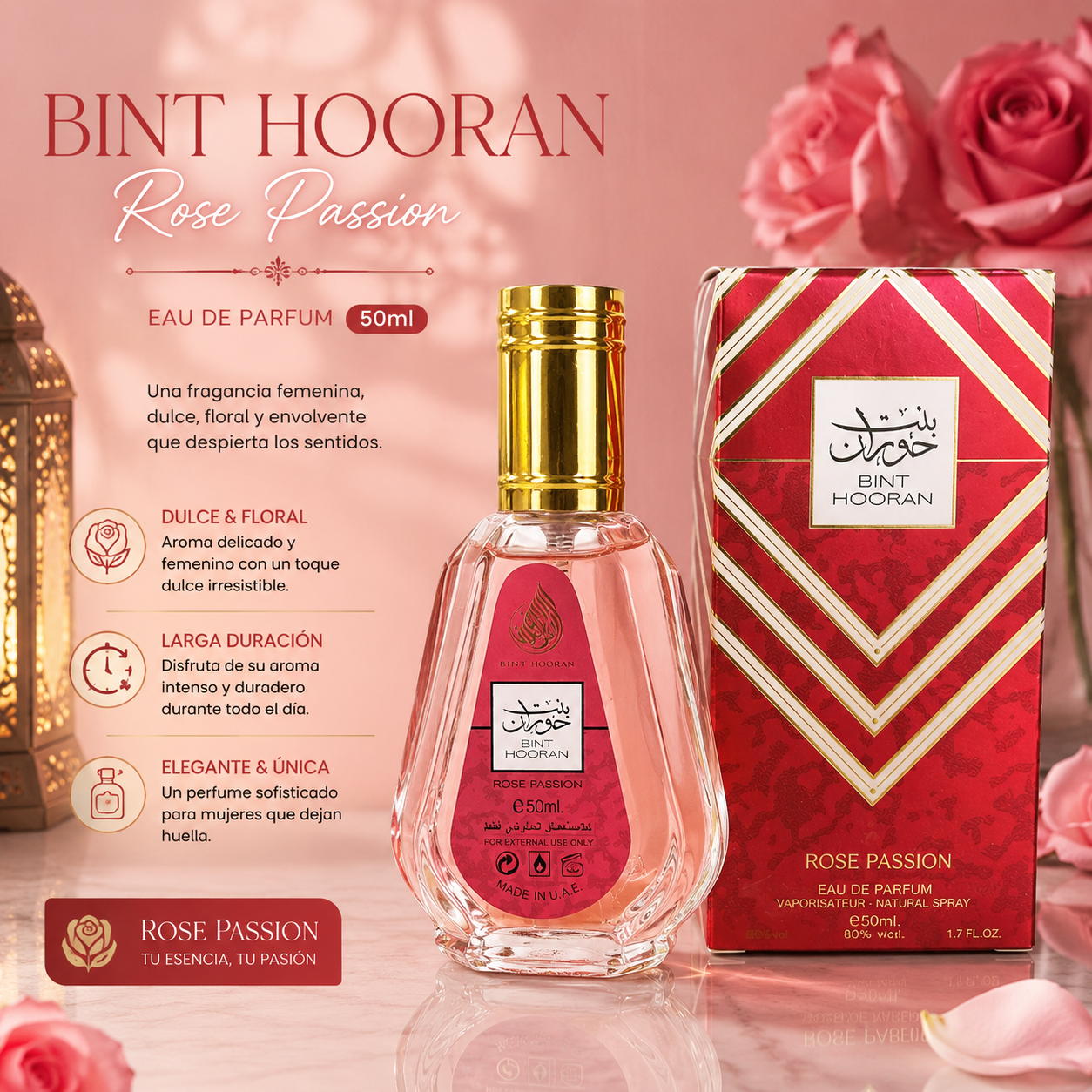Perfume Bint Hooran Rose Passion Eau de Parfum 50 ml Ard Al Zaafaran para mujer