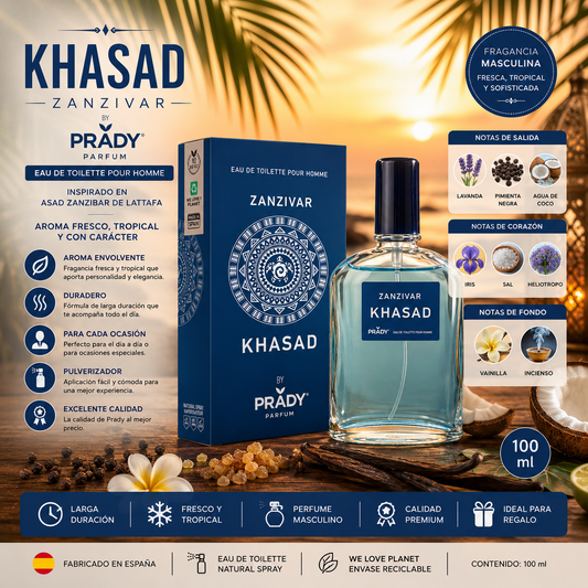 Perfume Khasad Zanzivar Prady Eau de Toilette Hombre 100 ml inspirado en Asad Zanzibar de Lattafa
