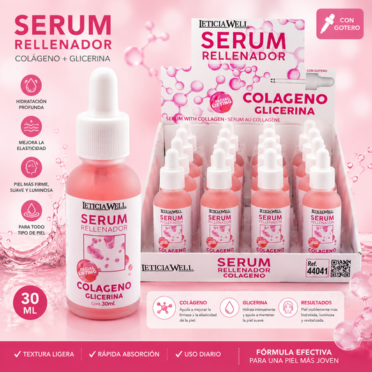 Serum Rellenador Colágeno y Glicerina LeticiaWell 30 ml sérum facial hidratante