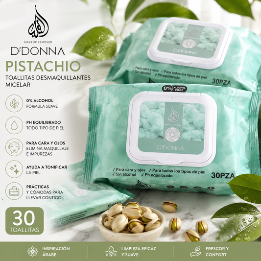 Toallitas Desmaquillantes Pistachio D'DONNA 30 Uds