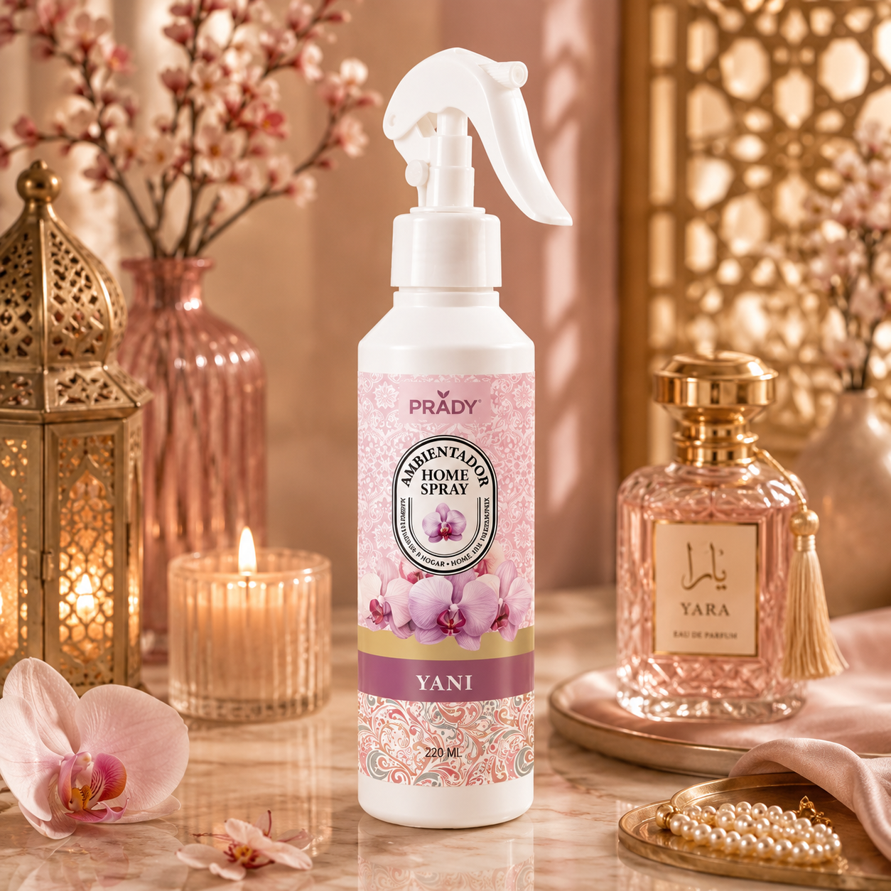 Yani Ambientador Prady 220 ml con decoración elegante inspirada en perfumes árabes