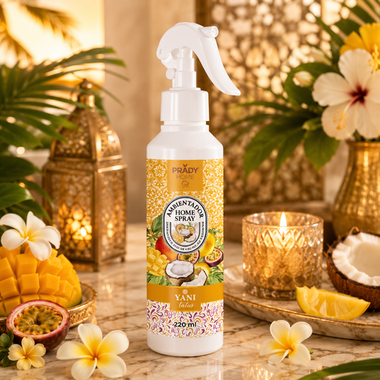 Yani Tatus Ambientador Prady 220 ml con decoración elegante inspirada en perfumes árabes y flores exóticas