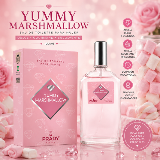 Yummy Marshmallow Eau de Toilette para mujer by Prady 100 ml perfume gourmand con aroma dulce a marshmallow